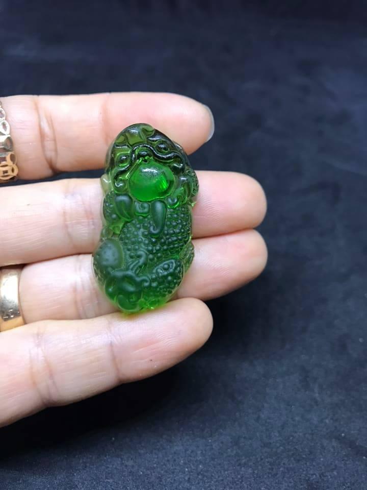 Mặt tỳ hưu đá poly xanh lá - size lớn