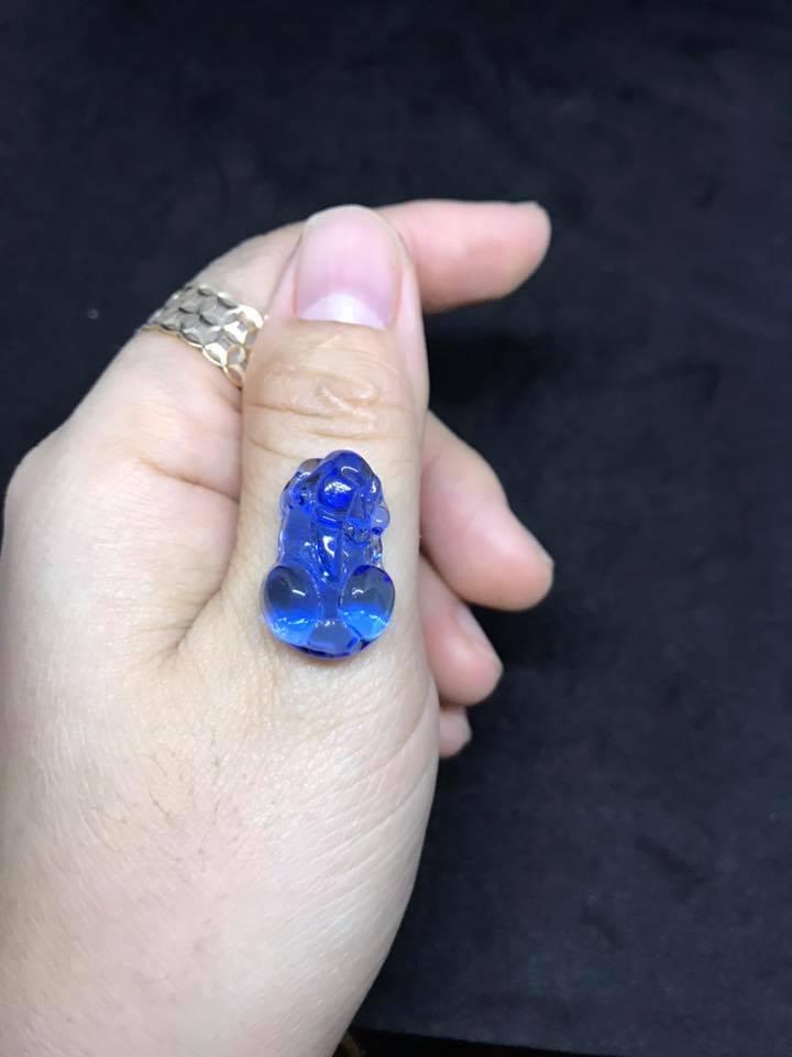 Mặt dây tỳ hưu tài lộc xanh dương