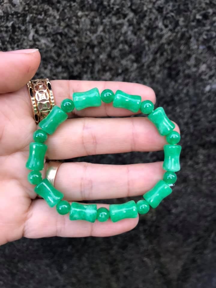 Vòng tay ngọc cẩm thạch kiểu trúc 8ly