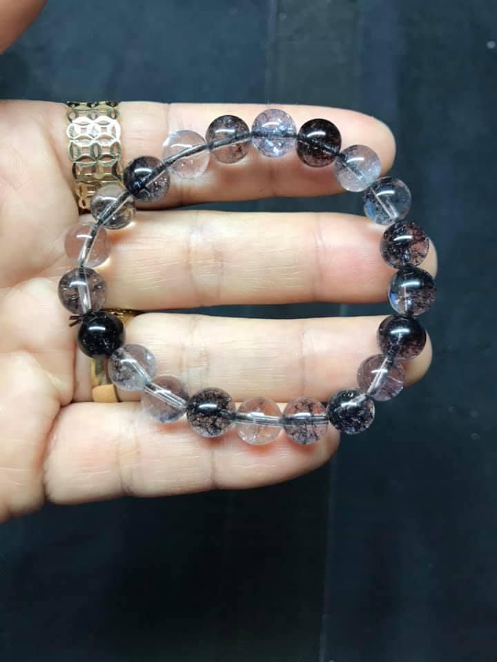 Vòng tay thạch anh ưu linh đen 8ly