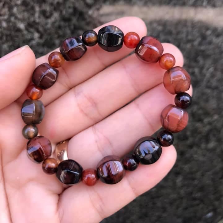 Vòng tay đá mã não nâu đỏ 9ly