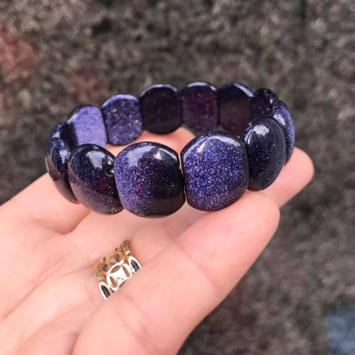 Lắc tay bản đá kim sa xanh dương