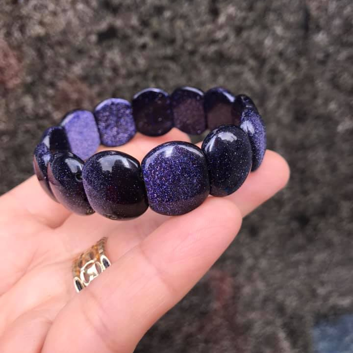 Lắc tay bản đá kim sa xanh dương