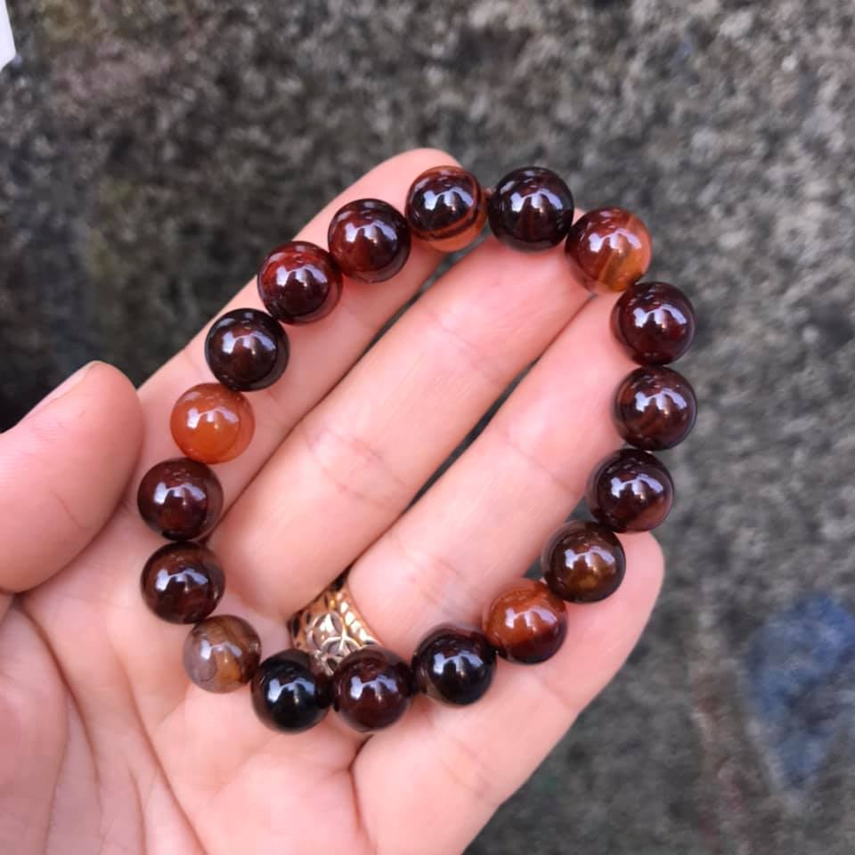 Vòng tay mã não nâu đỏ 10ly