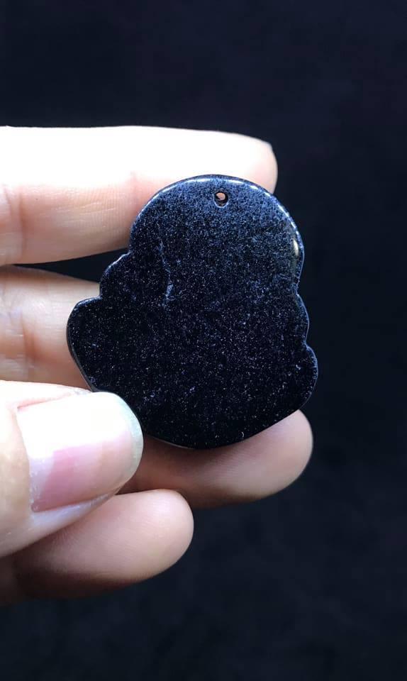 Mặt dây mặt Di Lặc đá núi lửa đen