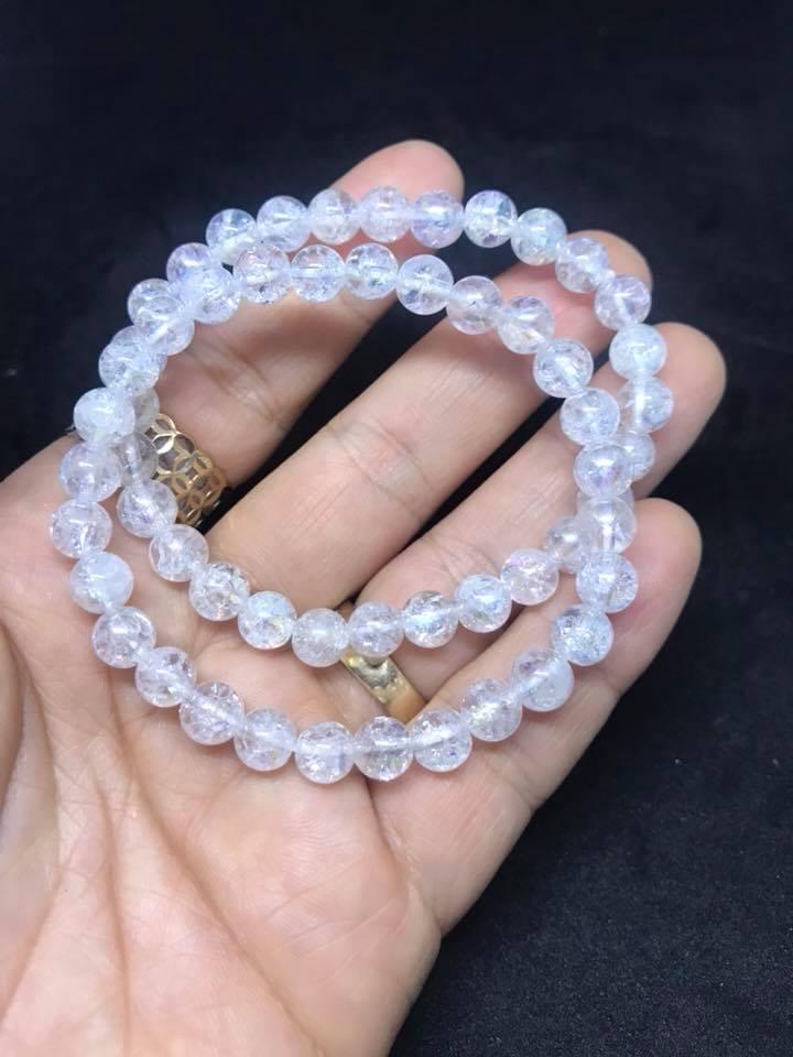 Combo 2 vòng tay thạch anh bọt tuyết 6ly