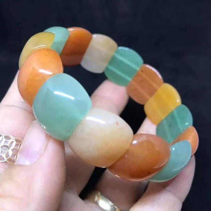 Vòng tay thạch anh ngũ sắc bản dẹp