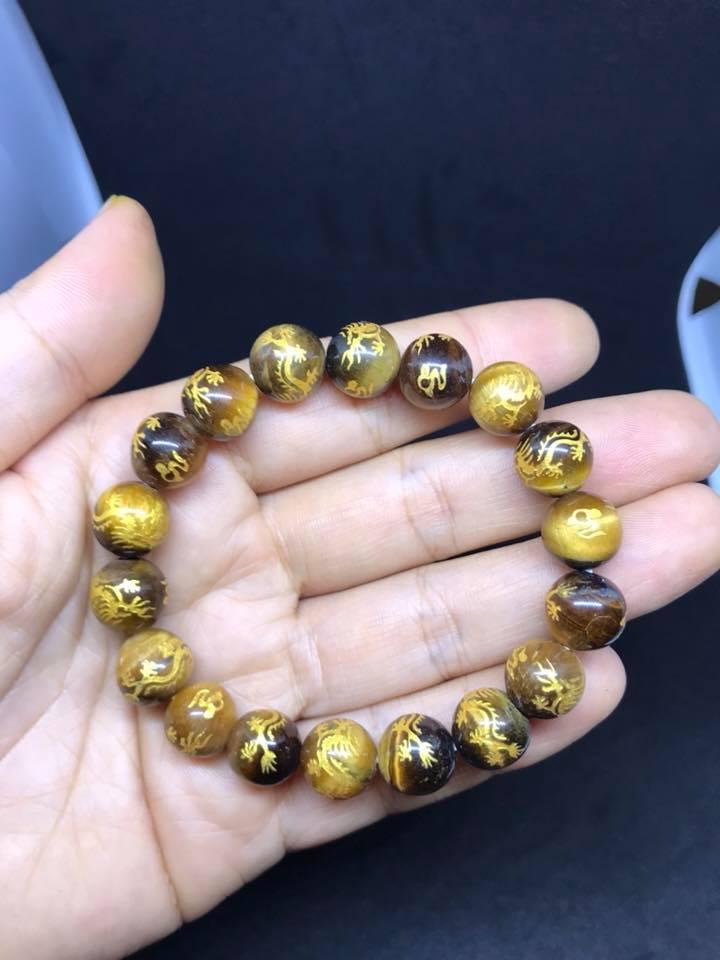 Vòng tay mắt hổ chạm rồng 10ly