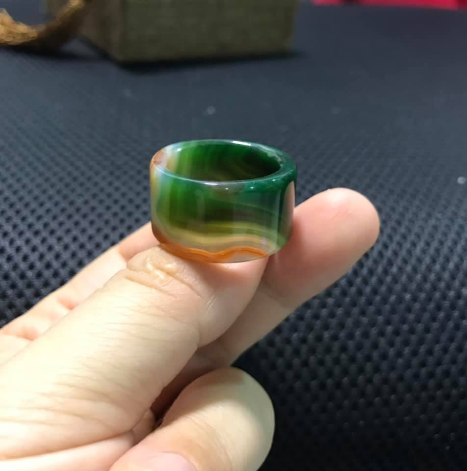 Nhẫn Càn Long mã não xanh - 10