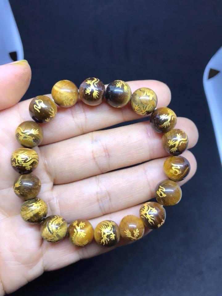 Vòng tay mắt hổ chạm rồng 10ly