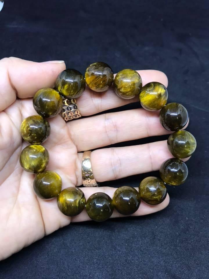 Vòng tay dương biển đen ánh vàng 14ly