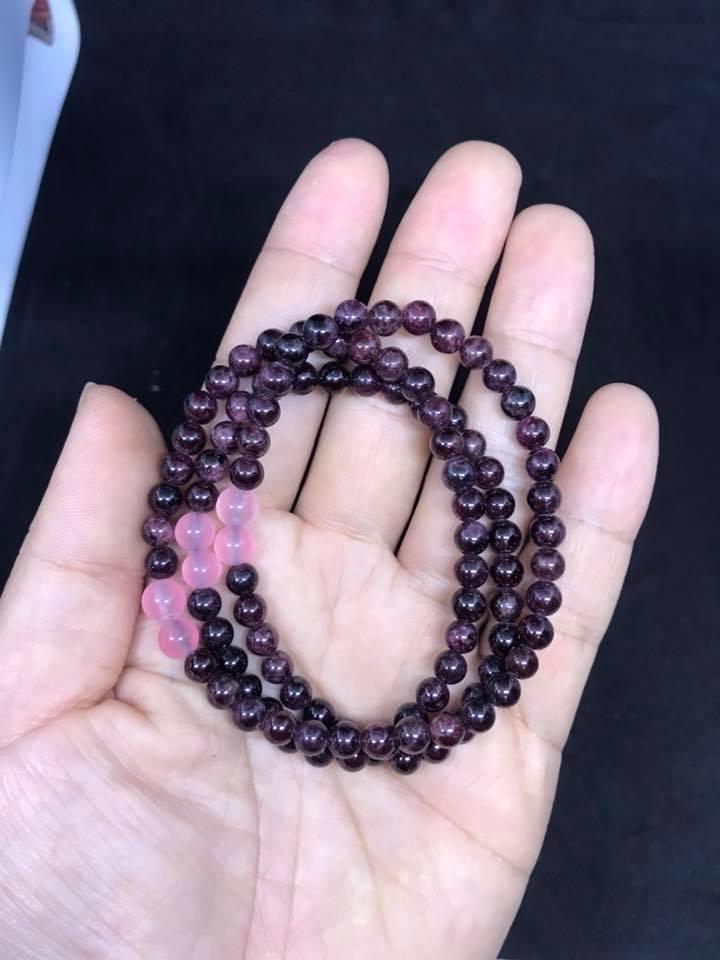 Vòng tay ngọc hồng lưu dạng quấn 6ly