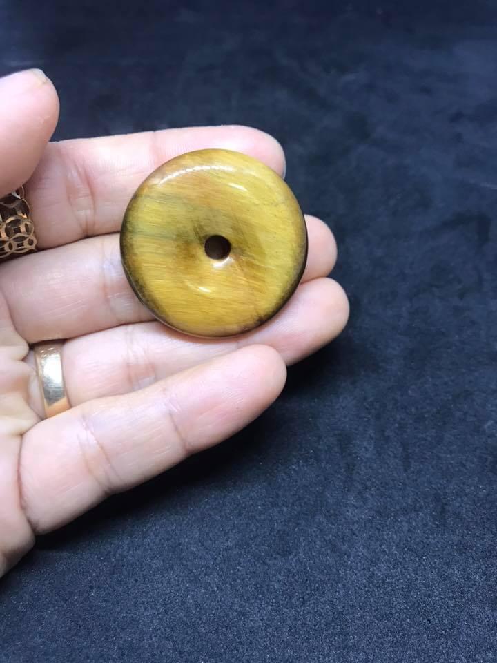 Mặt dây đồng điếu đá mắt hổ ánh vàng