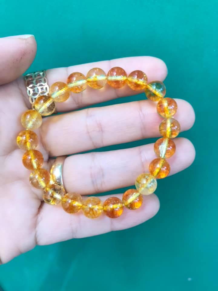 Vòng tay thạch anh ưu linh vàng 8ly