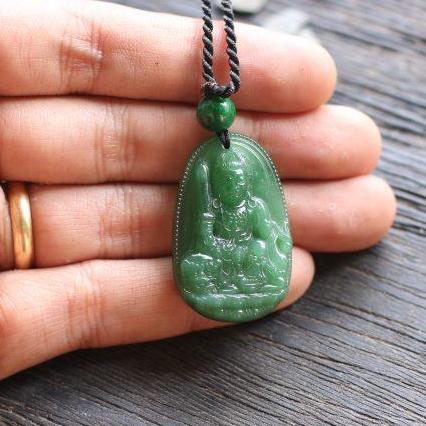 Mặt dây Văn Thù Bồ Tát cẩm thạch 