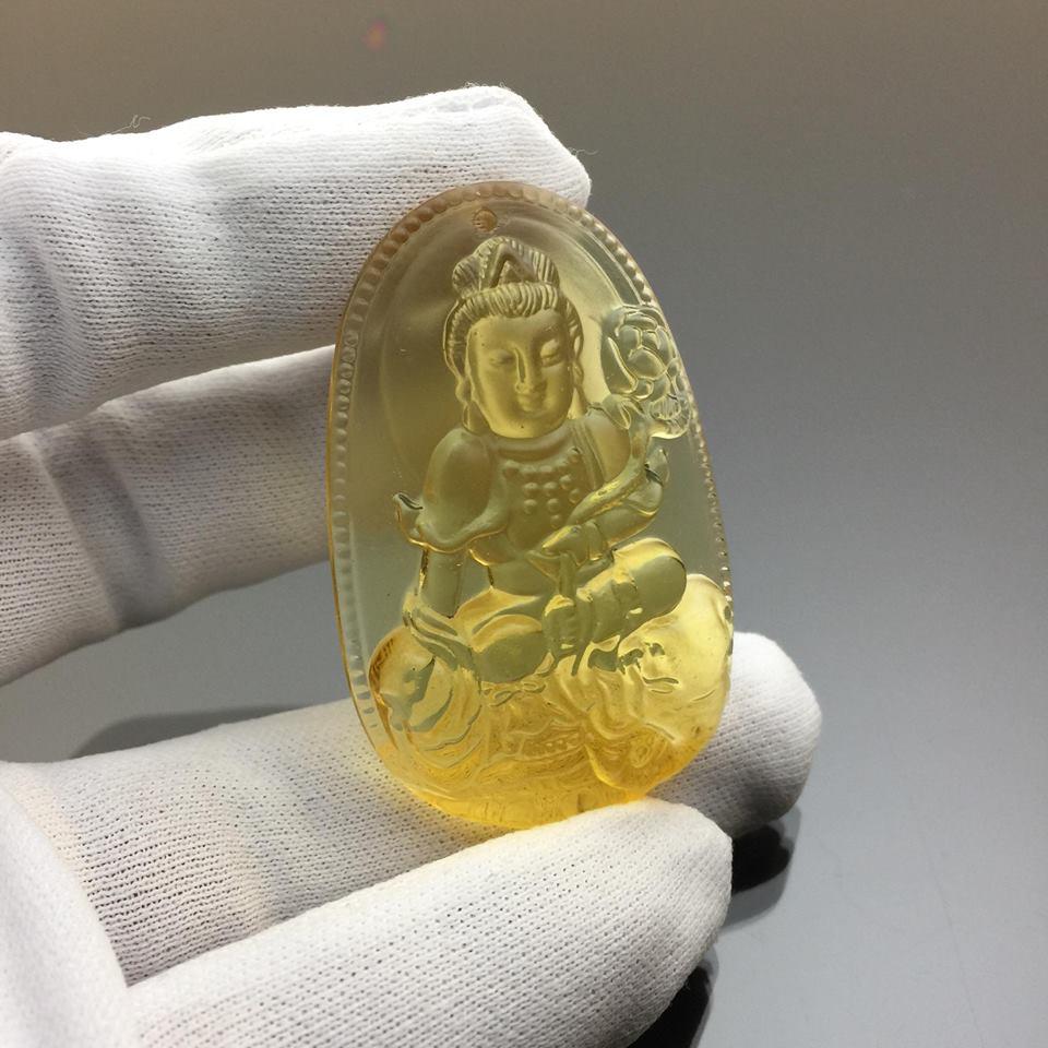 Mặt dây Phổ Hiền Bồ Tát pha lê vàng