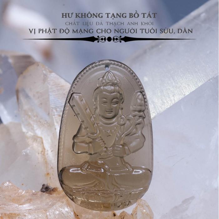 Mặt dây Hư Không Tạng Bồ Tát thạch anh khói