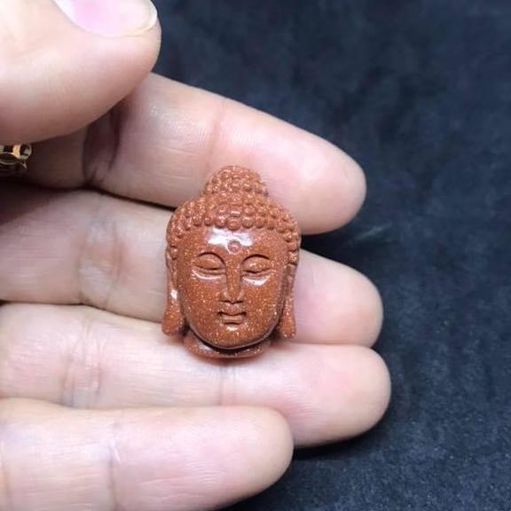 Mặt A Di Đà đá kim sa nâu