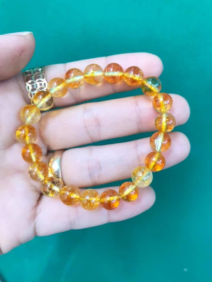 Vòng tay thạch anh ưu linh vàng 8ly