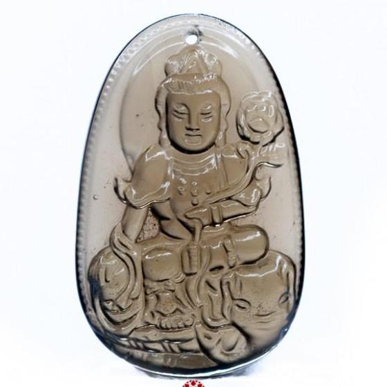 Mặt dây Phổ Hiền Bồ Tát thạch anh khói