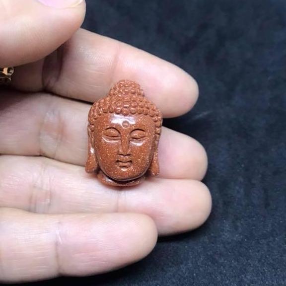 Mặt A Di Đà đá kim sa nâu