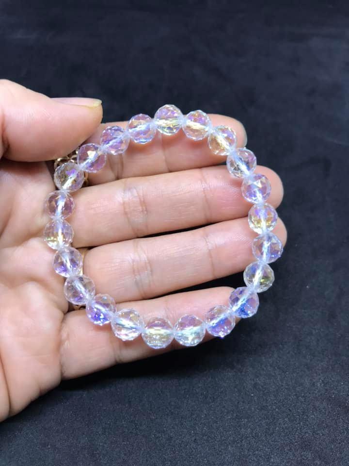 Vòng tay thạch anh trắng cắt giác 8MM