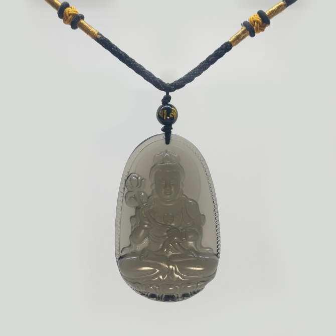 Mặt dây Đại Thế Chí Bồ Tát thạch anh khói