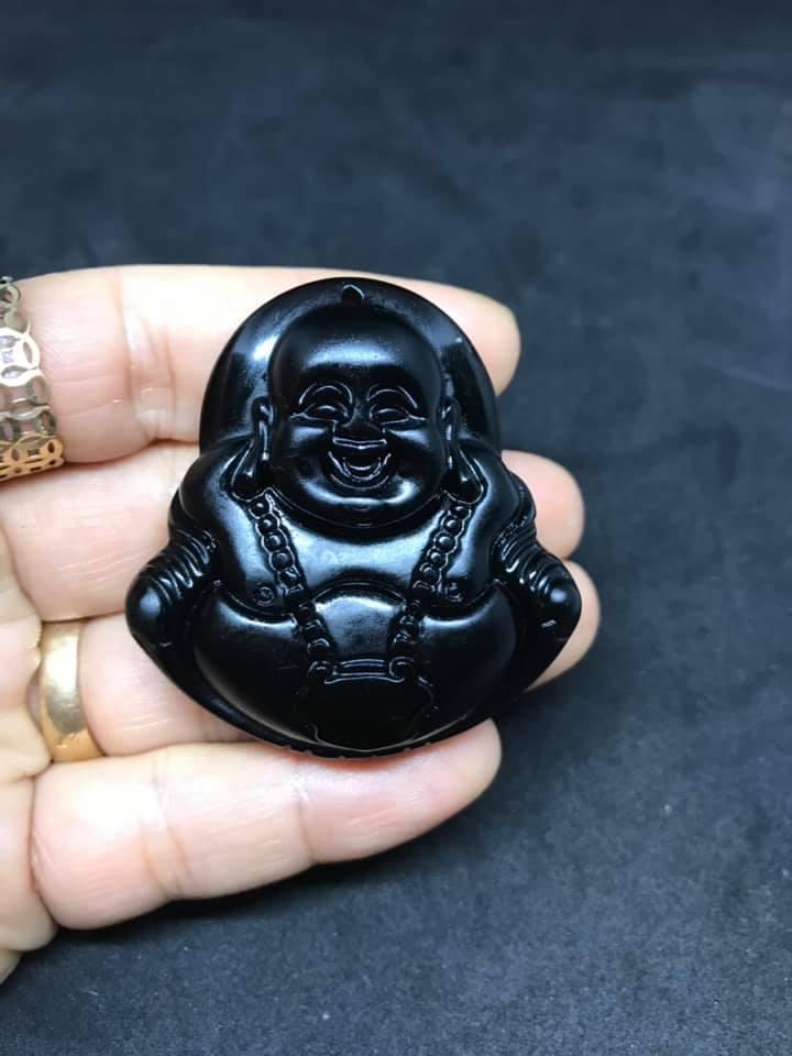 Mặt dây Di Lặc thạch anh đen