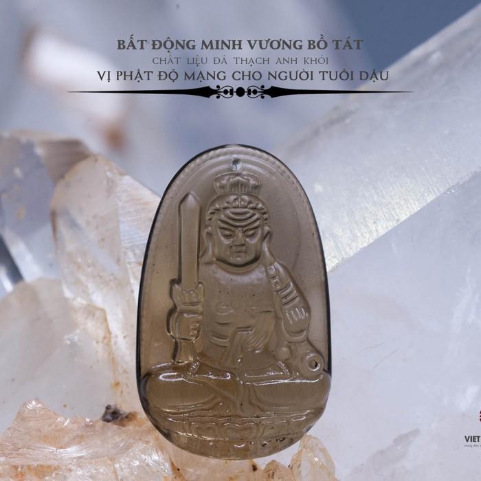 Mặt dây Bất Động Minh Vương thạch anh khói