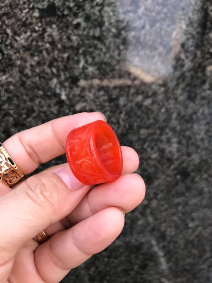 Nhẫn Càn Long cẩm thạch đỏ 19
