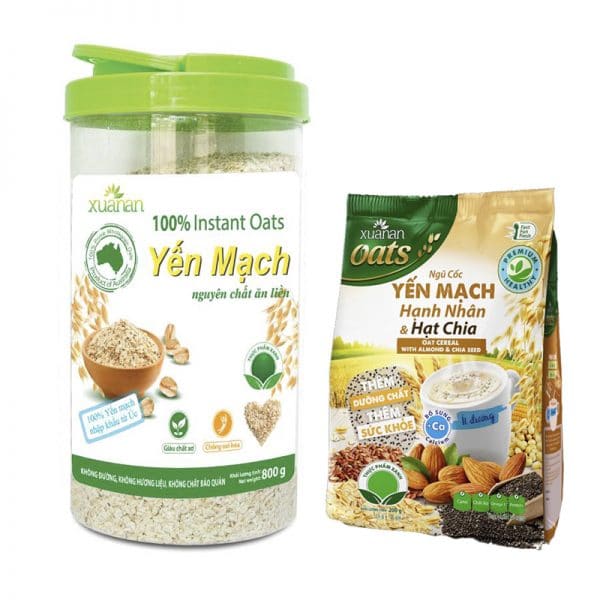 Yến mạch nguyên chất ăn liền 800g, ngũ cốc 200g