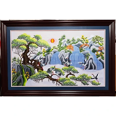Tranh thêu - Song tùng bát hạc