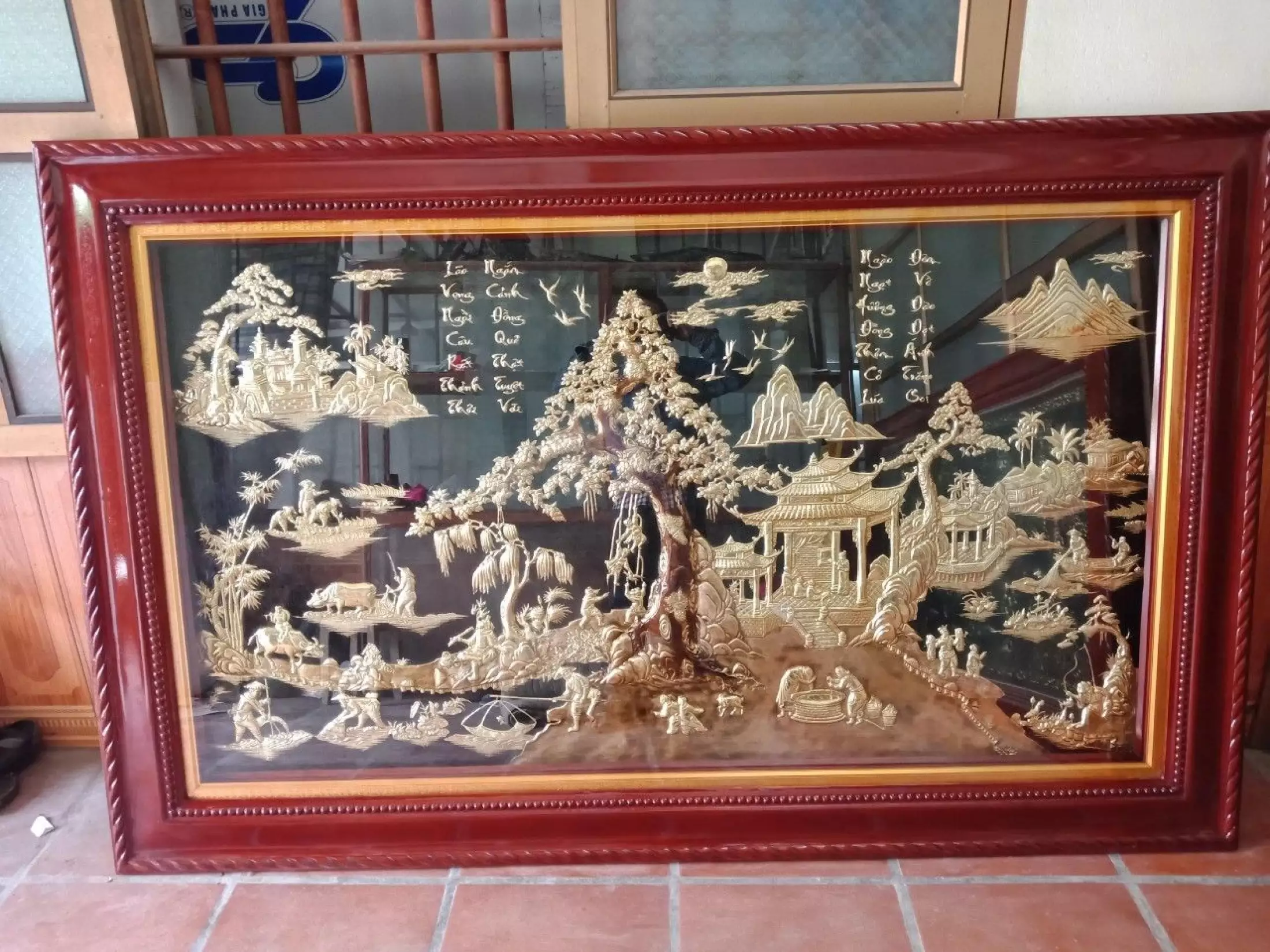 Tranh đồng mạ tam khí Làng Quê