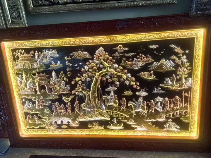 Bức họa tranh đồng mạ tam khí Vinh Quy Bái Tổ