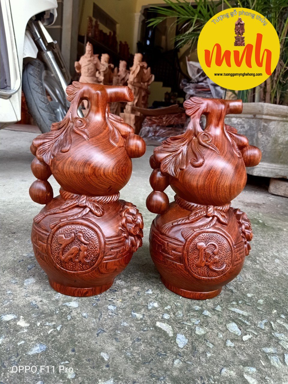 Cặp Hồ Lô Tài Lộc Gỗ Hương Đá