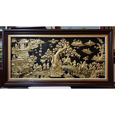 Tranh đồng vàng-Vinh quy bái tổ-A096