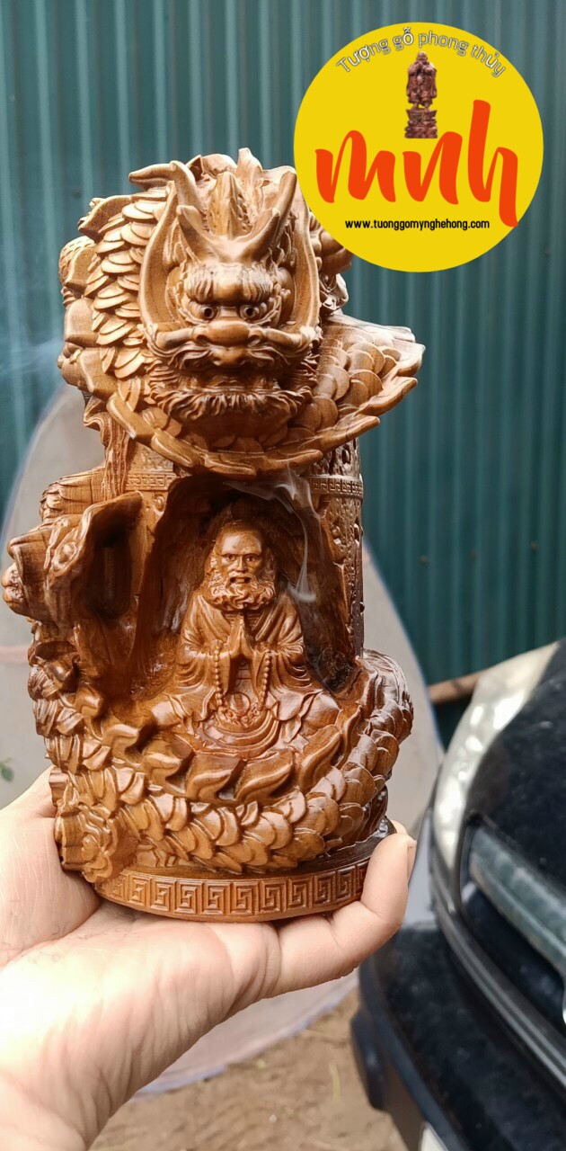 Tượng Đạt Ma Sư Tổ Ngồi Thiền Gỗ Bách Xanh