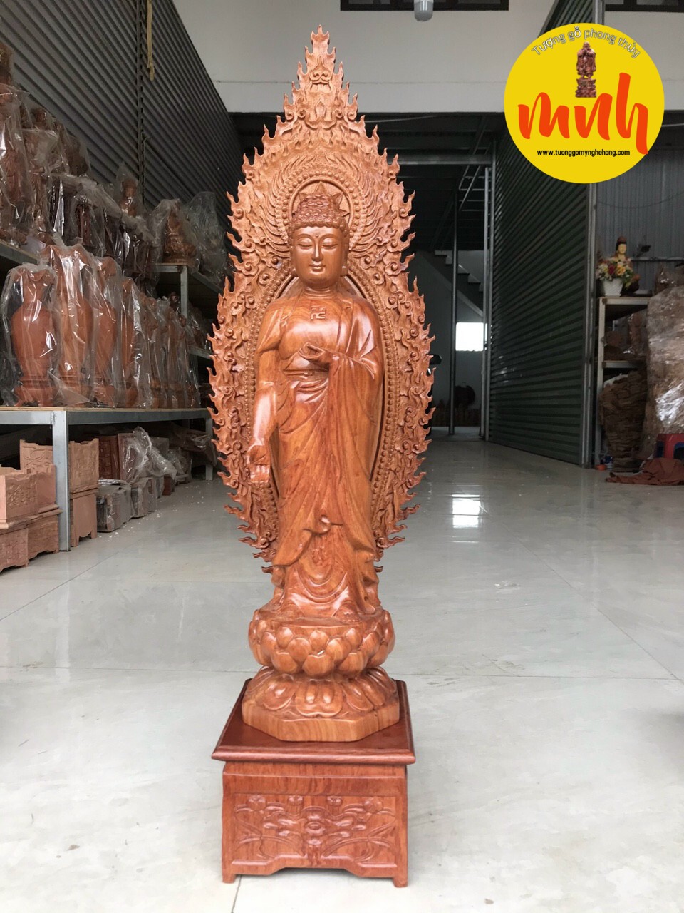 Bộ Tượng Tây Phương Tam Thánh Phật Gỗ Hương Cao 40cm