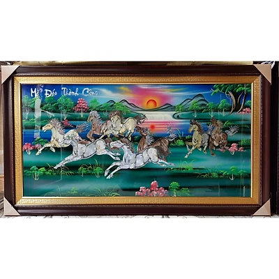 Tranh sơn mài khảm trai- mã đáo thành công