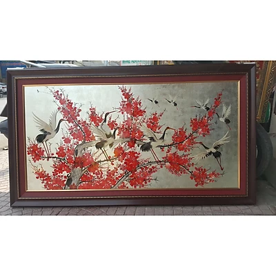 Tranh sơn mài, mai đào sum hợp-SM237