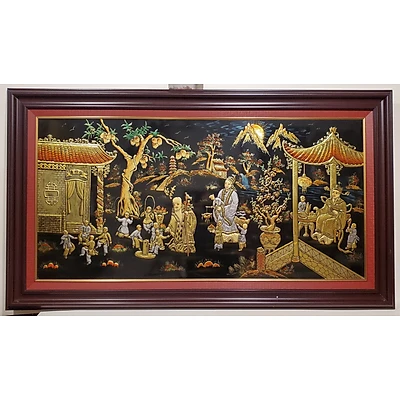 Tranh sơn mài đắp nổi-Phúc Lộc Thọ