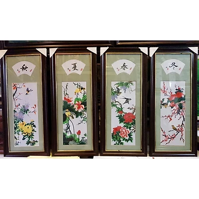 Tranh thêu bộ 4 mùa, Xuân Hạ Thu Đông -T187 