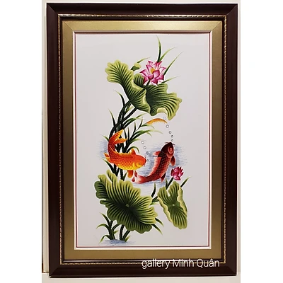 Tranh thêu tay - Song ngư