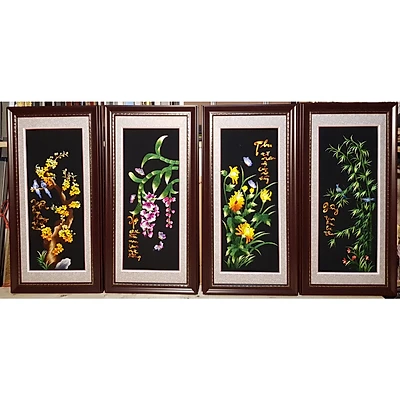 Tranh thêu tay - Mai lan cúc trúc