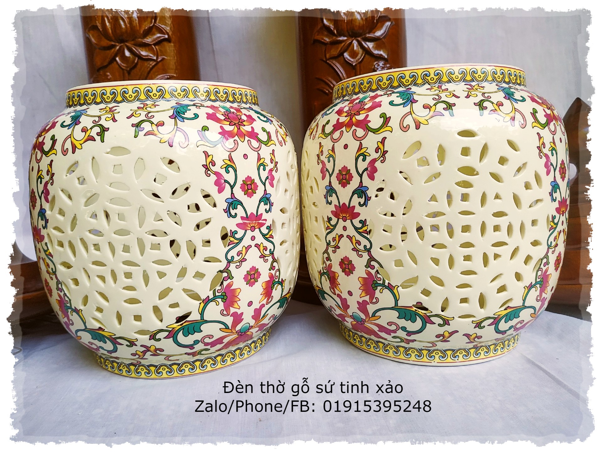 Đôi đèn thờ cao cấp Hoàng Liên Hướng Thượng