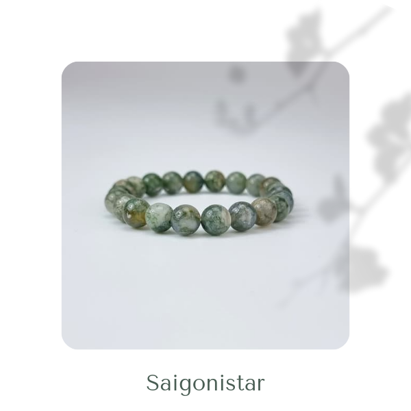 2109275 Trang sức phong thủy hộ mệnh vòng tay đá Thạch tủy Chalcedony thiên nhiên Saigonistar