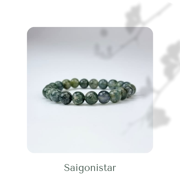 2109276 Trang sức phong thủy hộ mệnh vòng tay đá Thạch tủy Chalcedony thiên nhiên Saigonistar