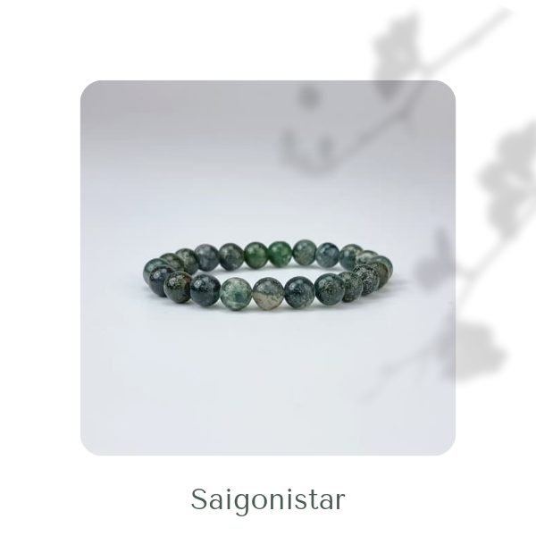 2109278 Trang sức phong thủy hộ mệnh vòng tay đá Thạch tủy Chalcedony thiên nhiên Saigonistar