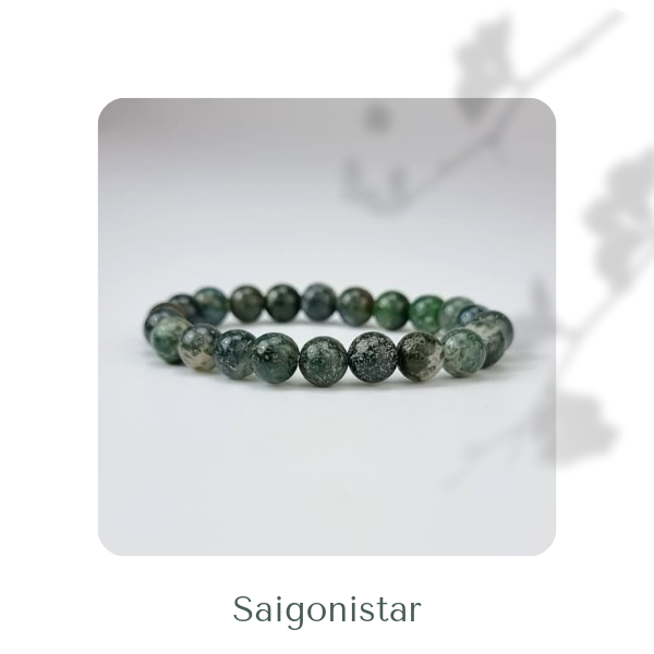 2109278 Trang sức phong thủy hộ mệnh vòng tay đá Thạch tủy Chalcedony thiên nhiên Saigonistar