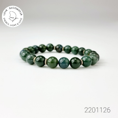 2201126 Trang sức phong thủy hộ mệnh vòng tay đá Thạch tủy Chalcedony thiên nhiên Artgem